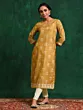 Women Mustard Printed Kurta With Lace Details