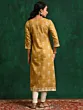 Women Mustard Printed Kurta With Lace Details