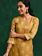 Women Mustard Printed Kurta With Lace Details