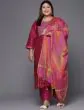 Women Printed Kurta, Pant And Dupatta Set Cotton Blend
