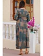 Women Printed Viscose Rayon Anarkali Kurta (Blue)