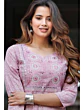 Women Printed Viscose Rayon Anarkali Kurta (Pink)