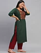 Women Embroidered Pure Cotton Straight Kurta (Green)