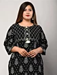 Women Black Pure Cotton Printed Straight Kurta