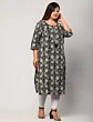Women Plus Size White Pure Cotton Printed Straight Kurta