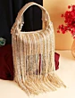 Women Bridal Golden Embellished Party Purse Clutch