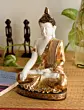 Polyresin White and Golden Handcrafted Decorative Meditating Buddha Statue