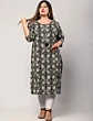 Women Plus Size White Pure Cotton Printed Straight Kurta