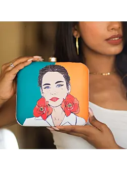 Women Bloom with Beauty Women Portrait Clutch in Two Shades