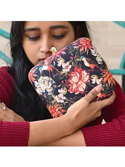 Women Bird and Flower Printed Clutch