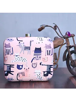 Women Cute Cat Printed Clutch