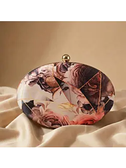 Women Abstract Rose Printed Clutch