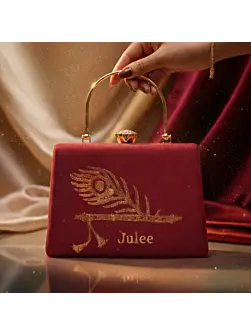 Woman Murli Embroidery Name Customized Clutch
