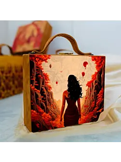 Women Summer Girl Printed Suitcase Style Clutch