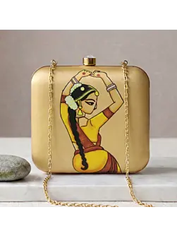 Woman Classical Dance Printed Clutch