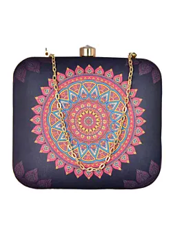 Women Pink-Blue Mandala Print Clutch