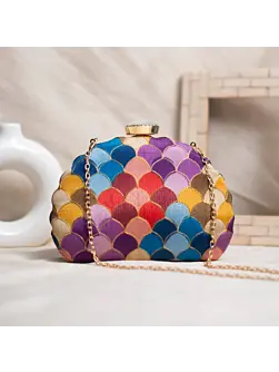 Women Multicolour Pattern Embroidery Clutch