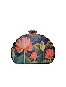 Women Lotus Printed D-shape Clutch