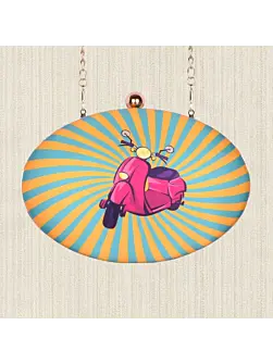 Women Retro Scooter Printed Clutch