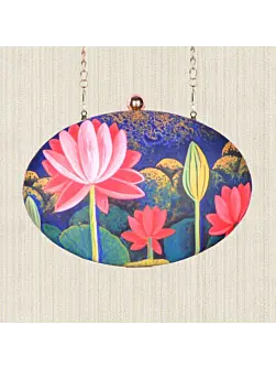 Women Oval Lotus Printed clutch