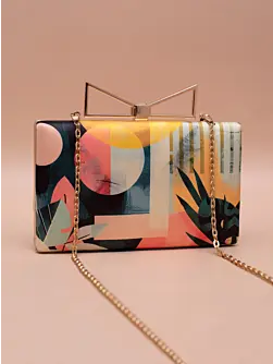 Woman Sunset Mirage Abstract Art Printed Clutch