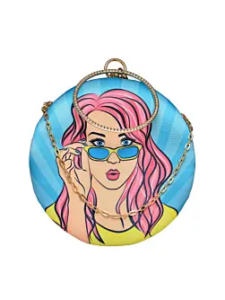 Woman Quirky Woman Round Printed Clutch