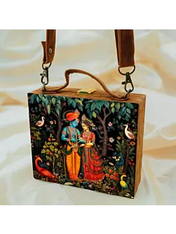 Women Radha Krishna Printed Suitcase Style Clutch
