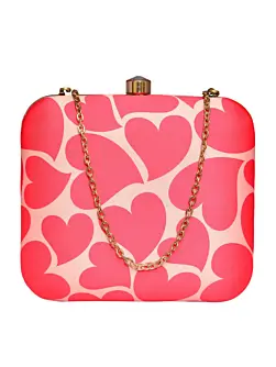 Women Valentine Red Hearts Printed Clutch