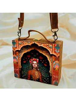 Women Girl Portrait 3D Printed Suitcase Style Clutch