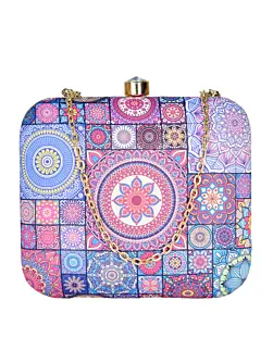 Woman Purple Multipattern Mandala Clutch
