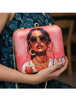 Women Modern Muse Woman Portrait Clutch