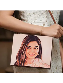 Women Portrait Caricature Personalised Suitcase Style Clutch Bag