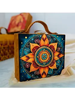 Women Mandala Printed Suitcase Style Clutch