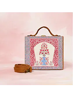 Women Blue Decorative Vase Suitcase Style