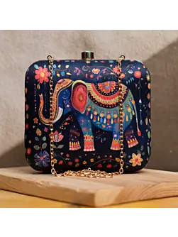 Woman Multicolor Elephant Printed Clutch