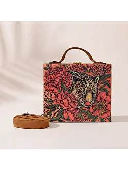 Women Tiger Printed Suitcase Style Clutch