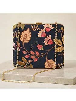 Women Peach Flower Printed MDF Clutch