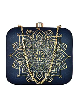 Women Golden Mandala Print Clutch
