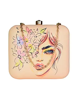 Half Women Portrait Printed Clutch