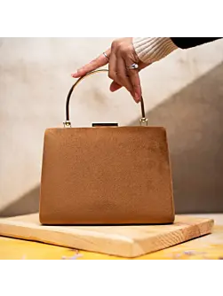 Women Brown Fabric Clutch