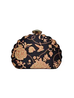 Woman Floral Printed D-shape Clutch