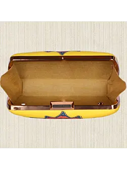 Women Yellow Mandala Printed Clutch