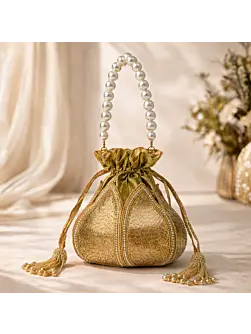 Woman Royal Golden Pearl Potli