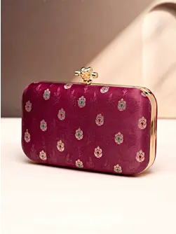 Women Ruby Blossom Golden Chain Clutch