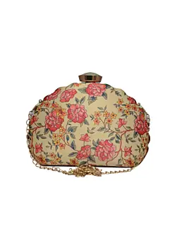 Women Floral Printed D-shape Clutch