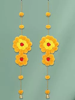 Handmade Artificial Marigold Fluffy Flowers Door&Wall Hanging For Home/Office Decoration