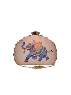Women Elephant Printed D-shape Clutch