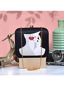 Half Face Women Printed Clutch