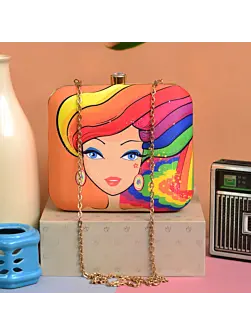 Woman Rainbow Printed Clutch
