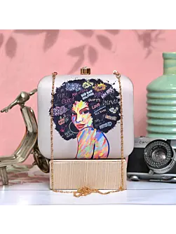 Quirky Hairstyle Woman Printed Clutch